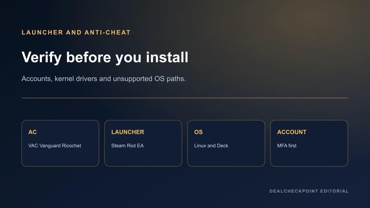 Anti-cheat and launcher checklist for free PC first-person shooters