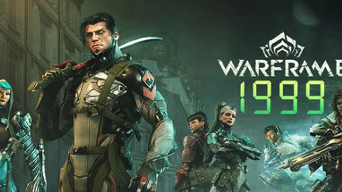 Warframe official Steam store artwork showing fast third-person combat