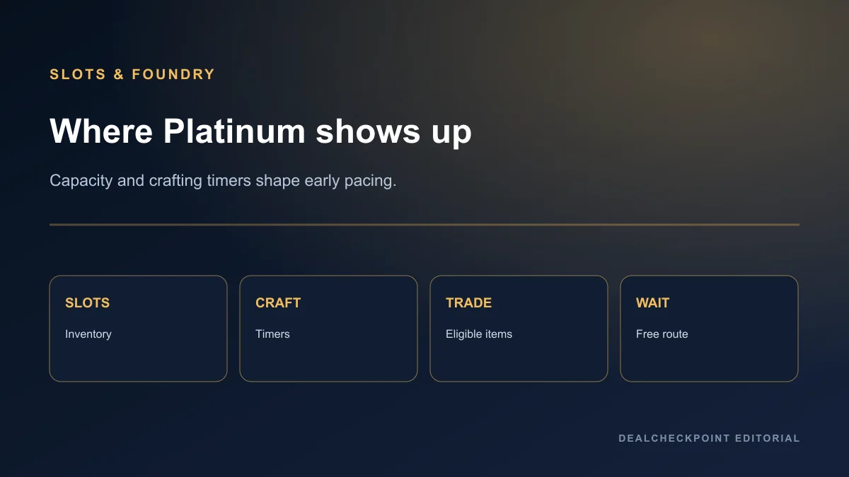 Warframe inventory slots Foundry timers and Platinum convenience boundaries
