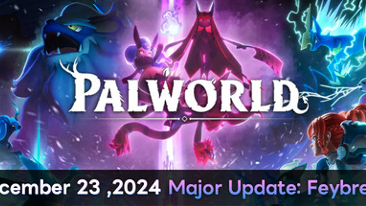 Palworld 1.0 key visual from the official Steam store page