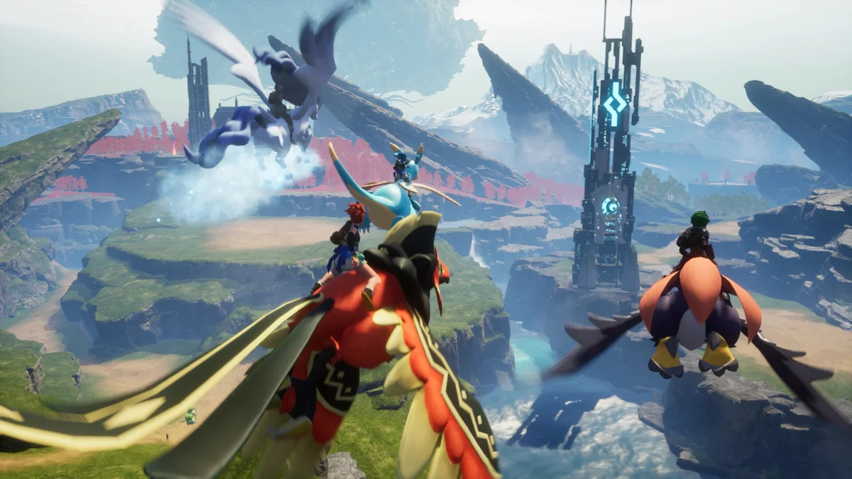 Official Palworld Steam screenshot showing co-op base activity